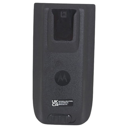Motorola PMNN4082A Battery Li-ION 3400mAh MXP600 PMNN4082A — black Motorola MXP600 Battery with a slot for a belt clip and release button on a white background