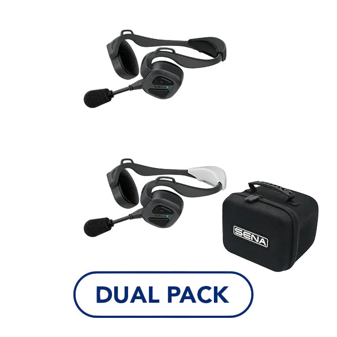 Sena Bosun YACHTING Headsets Dual Pack — two black Sena Yachting headsets with a carrying case on a white background labelled Sena and Dual Pack