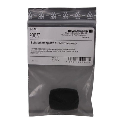 Beyerdynamic foam filter in clear packaging with label SKU 908677