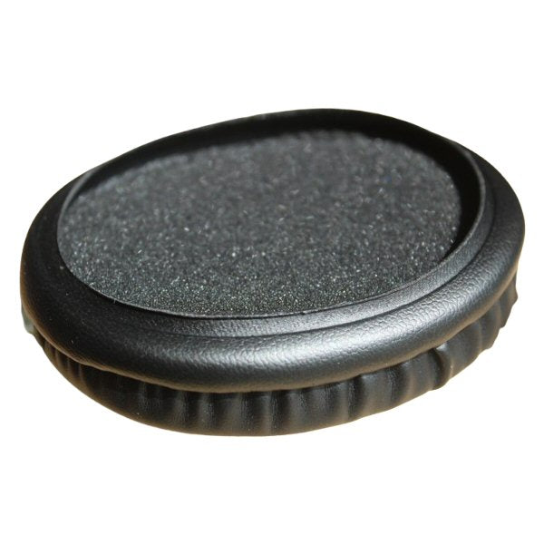 Ear Cushion for Superlux HMD685 — black vinyl padded ear cushion for Superlux headset showing the reverse side apron for fitting and foam infill on a white background