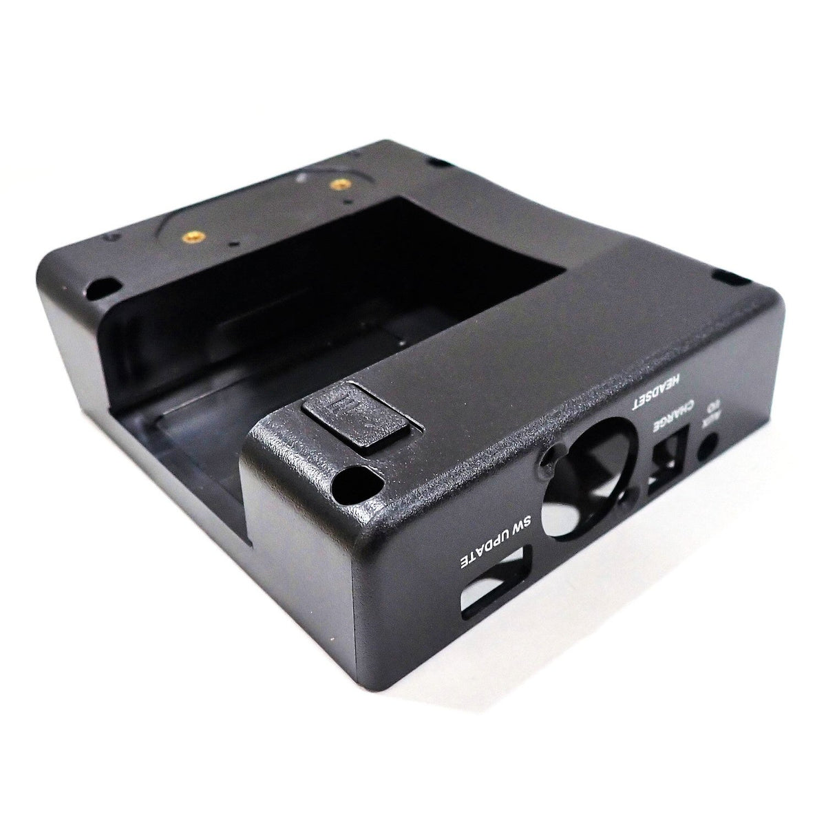 Telex rear TR1800 black housing with battery latch and cut-outs for controls and battery compartment part F01U331757 on white background

