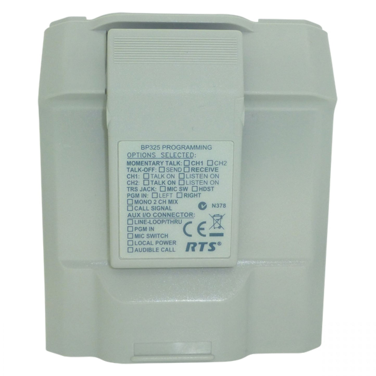 Telex RTS BP325 Rear Case with Belt Clip