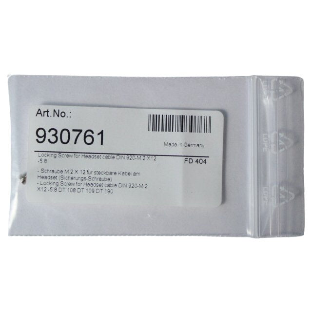 Beyerdynamic retail pack with barcoded label MPN 930761 headset cable screw SKU 930761 — packaging shown