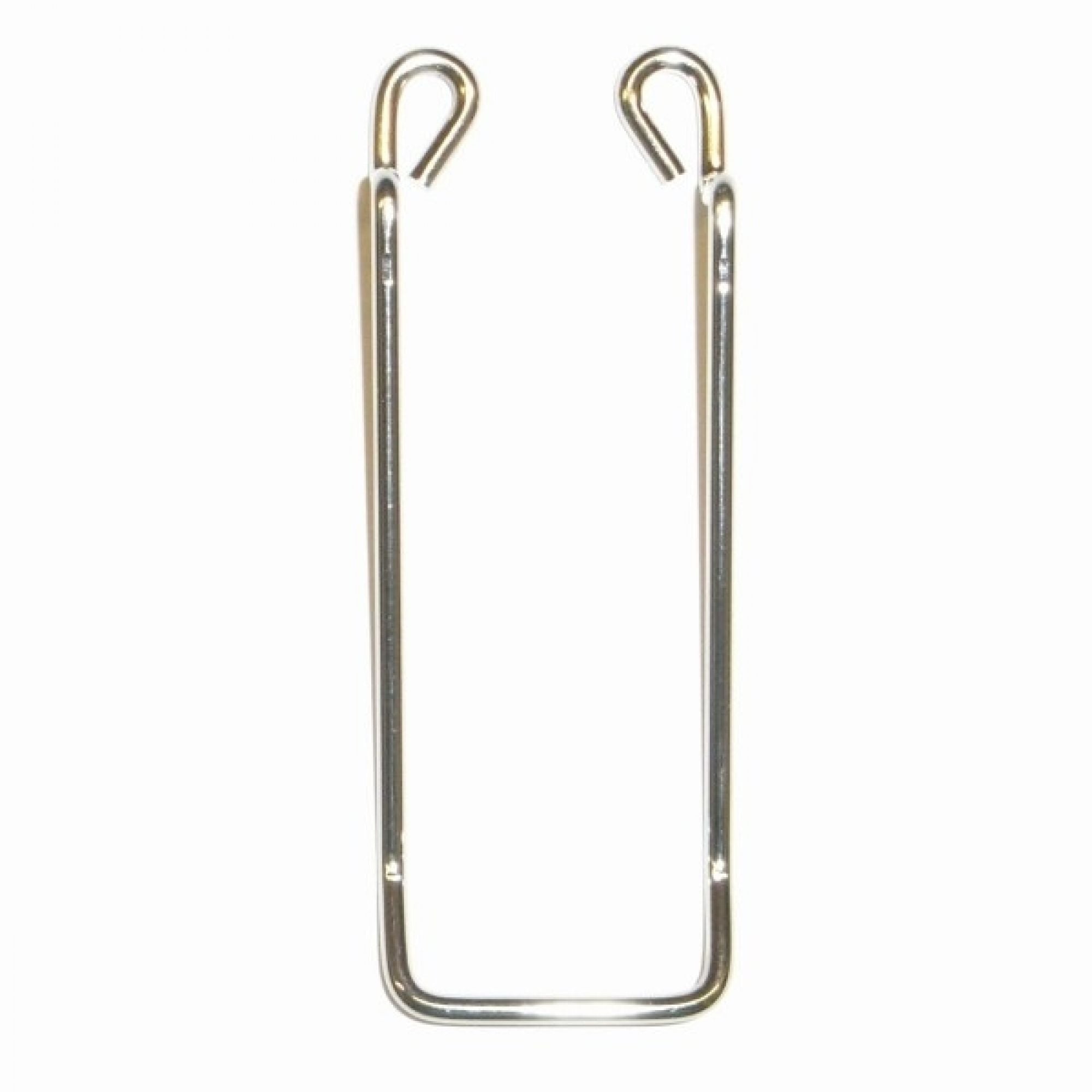 Telex metal belt wire clip for wireless beltpacks on a white background