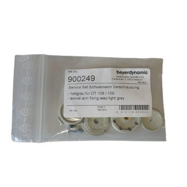 DT108 DT109 Mic Boom Arm swivel fixing assembly — Beyerdynamic boom arm in individual components in numbered bags on a white background