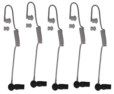 5 clear acoustic tubes earpieces with clips and eartips