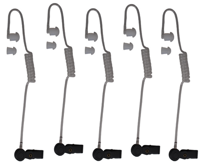 5 clear acoustic tubes earpieces with clips and eartips