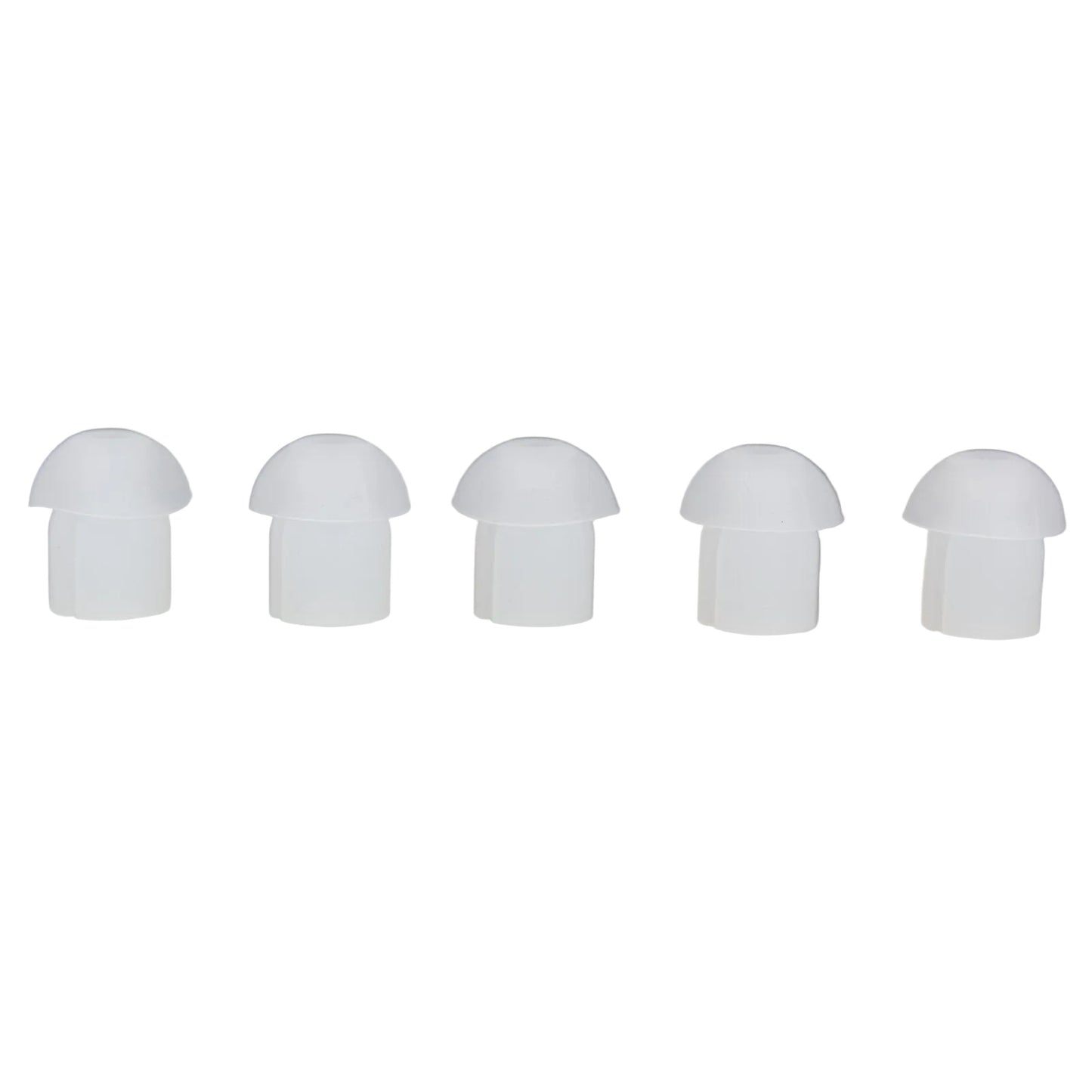 Five white mushroom-shaped eartips SKU SC1087