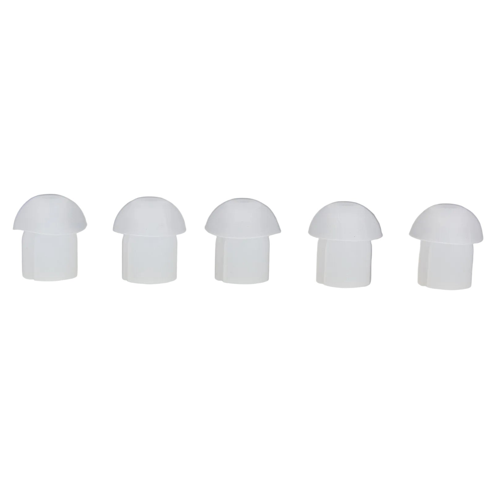 Five white mushroom-shaped eartips SKU SC1087