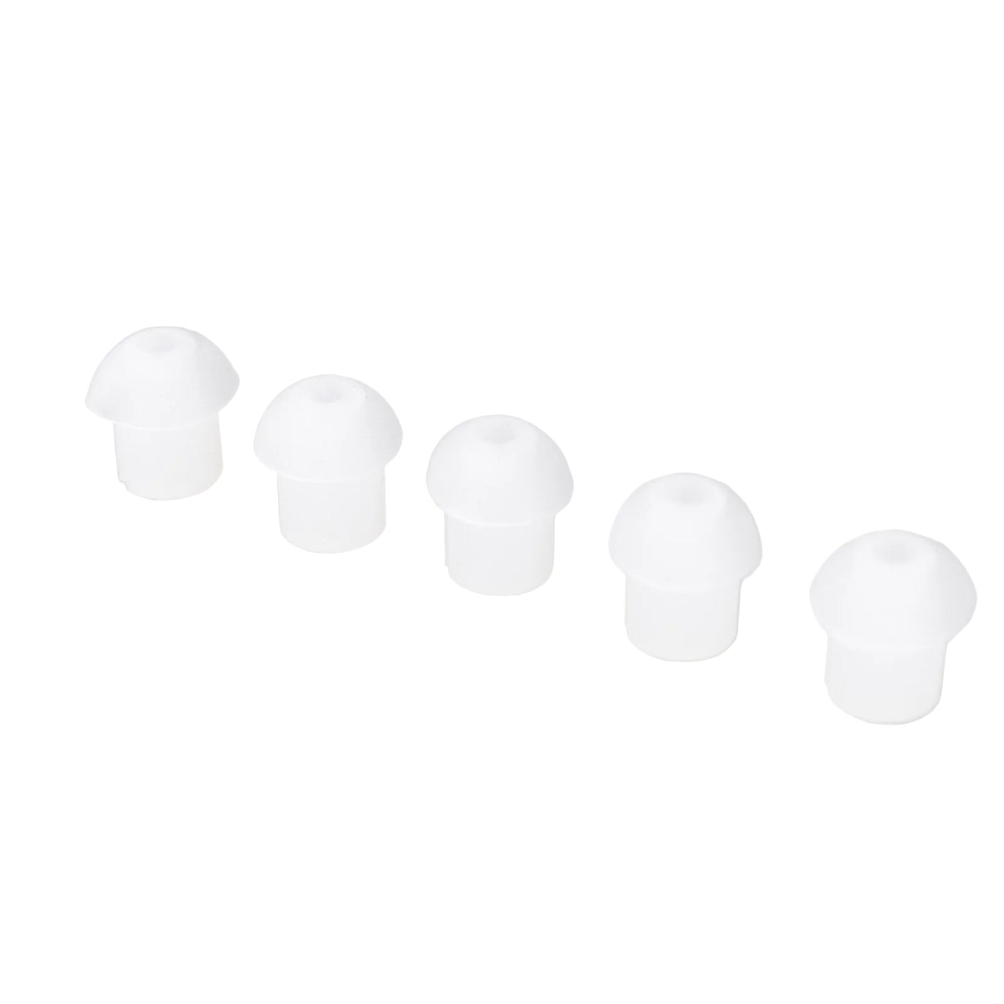 Five white mushroom shaped ear-tips SKU SC1087 for acoustic tube earpieces
