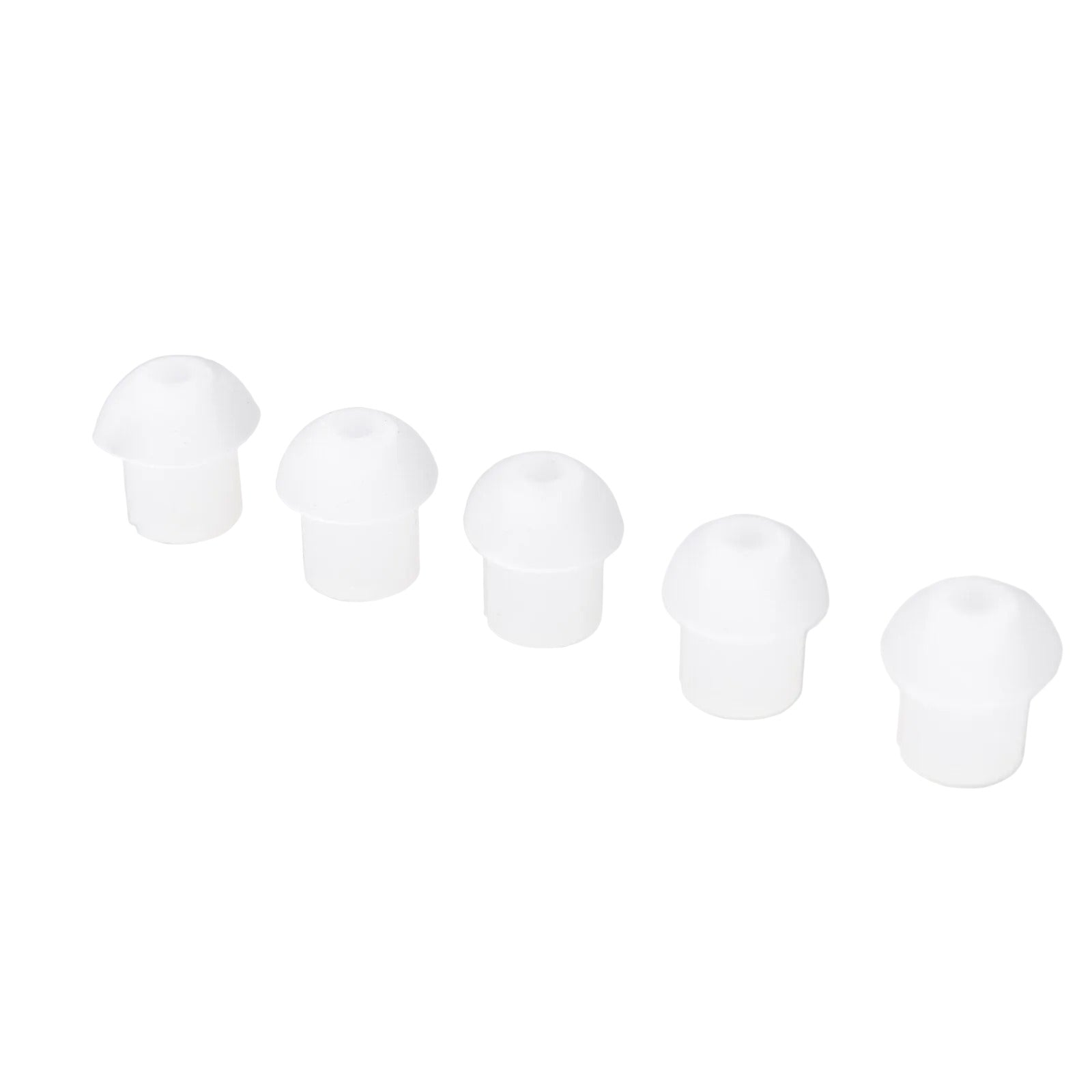 Five white mushroom shaped ear-tips SKU SC1087 for acoustic tube earpieces