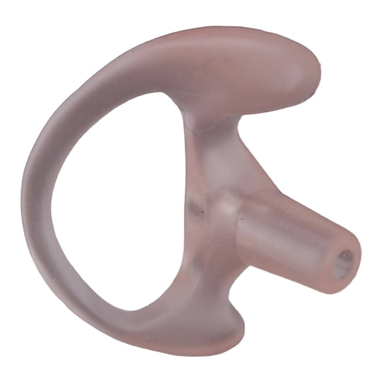 Clear silicon pink skin like complexion ear insert SKU SC1282 — large left size semi custom molded earpiece tip -front view