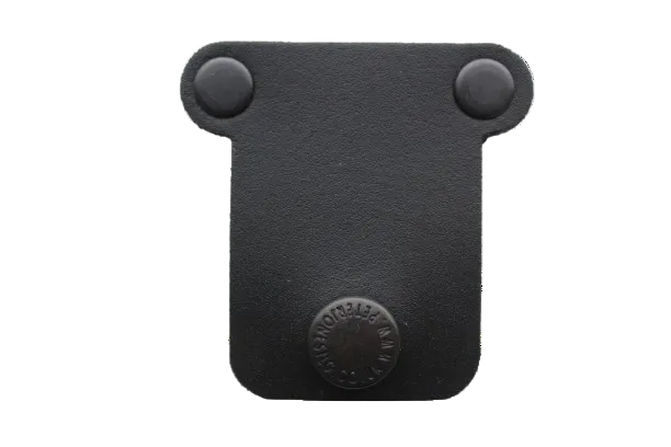 rear view KLick Fast Bracket for uniform tag on a white background