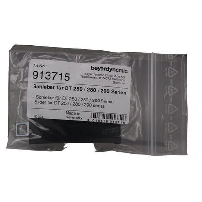 Beyerdynamic retail packet containing  black plastic headphone slider SKU 913715