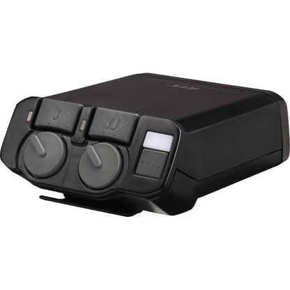 Telex RTS BP325 intercom beltpack showing top panel ch1 and ch2 talk buttons on a white Background