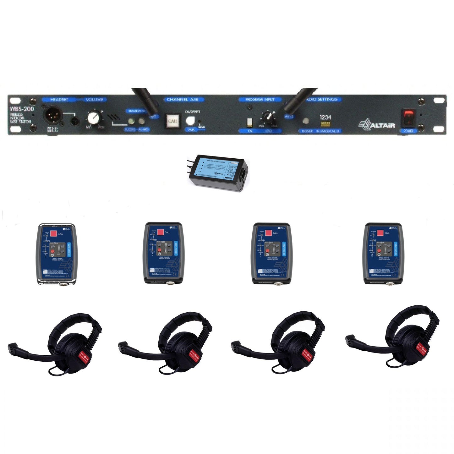 Altair HD Wireless Beltpack Intercom system with 4 wireless beltpacks