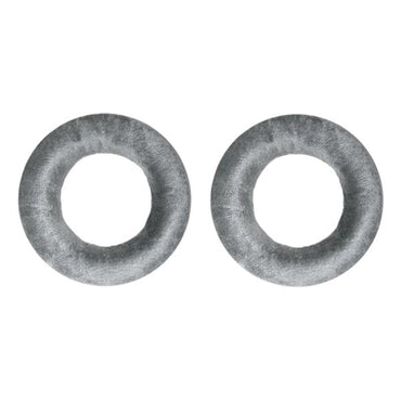 Front view central of Two grey Beyerdynamic EDT990V donut-shaped headphone cushions on a white background