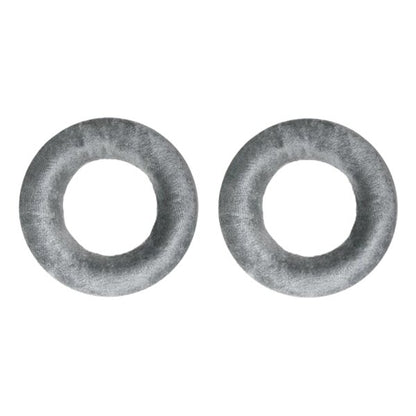 Beyer DT990 Velour Ear Pads and foam infills EDT 990V 1 pair GREY — rear view central of two grey Beyerdynamic EDT990V donut-shaped headphone cushions on a white background