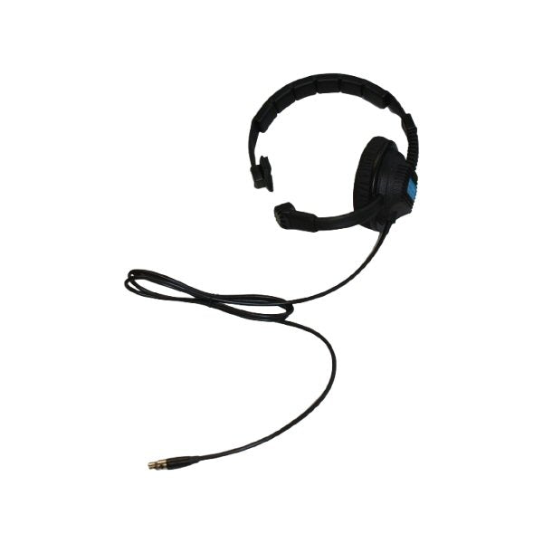 Black commuication intercom headset with microphone on a white background