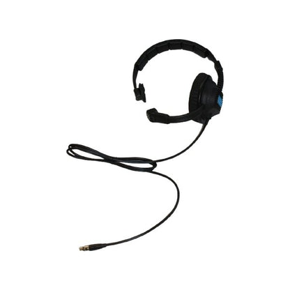 Black commuication intercom headset with microphone on a white background