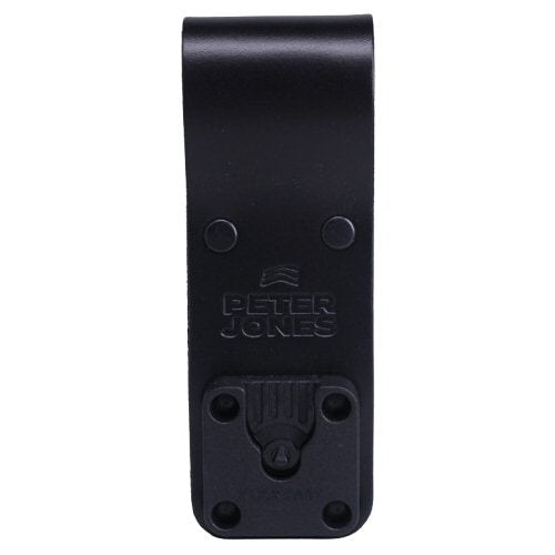 Klick Fast black leather loop for utility belts front view with two drop lengths for the holder SKU DOCK05BLEXDROP