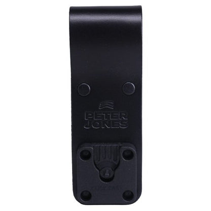 Klick Fast black leather loop for utility belts front view with two drop lengths for the holder SKU DOCK05BLEXDROP