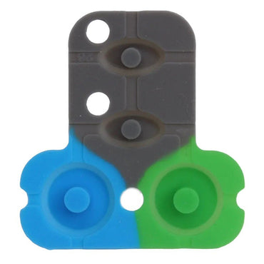 Telex TR82-N moulded keypad SKU F01U227586 — silicone button cover with green and blue accents view of back face