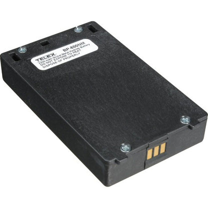 Telex TR800 BP-800NM NiMH rechargeable battery SKU F01U412511 — black battery pack with Telex branding showing three electronic contacts on a white background