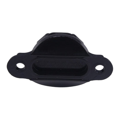 Klick Fast adaptor holes are 31mm apart SKU RSTUD31MM — rear view black moulded Klick Fast radio stud with two round mounting holes