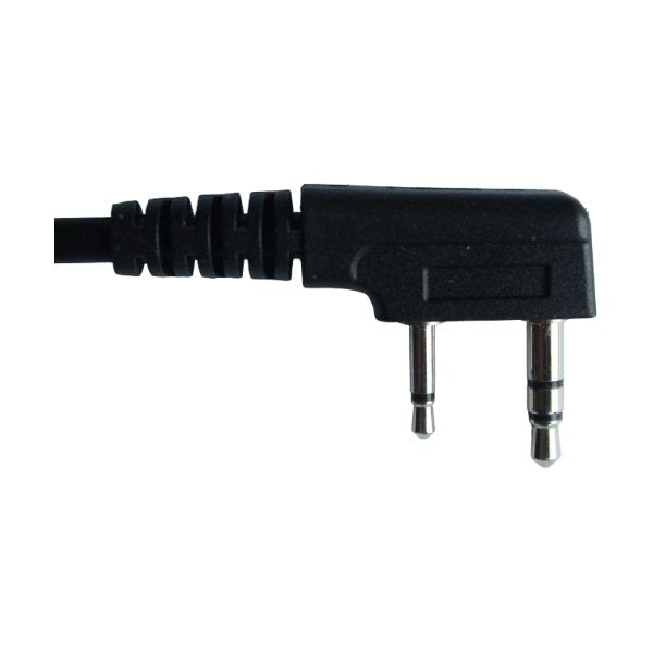 Black molded connector with two metal pins for wired Eartec Hub and Ultrapak headsets