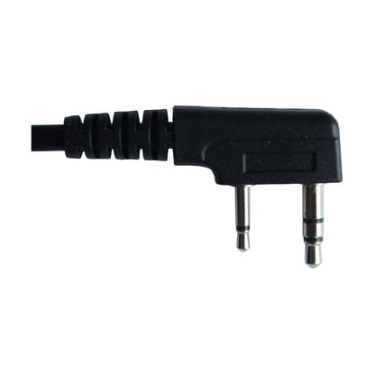 Black molded connector with two metal pins for wired Eartec Hub and Ultrapak headsets