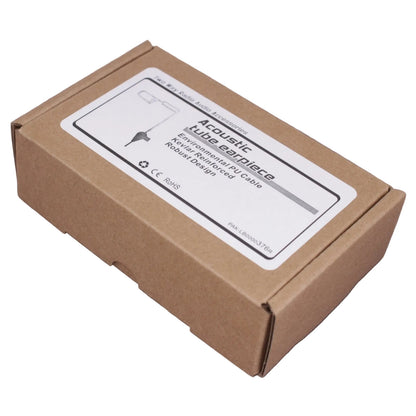 Brown cardboard box for MXP 600 and R7 Covert 1 Wire headset with acoustic tube Earpiece shown on a white background