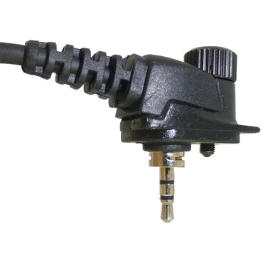 BG-F-Tetra Motorola MTH800 1-wire acoustic tube earpiece and PTT SKU BG-F-TETRA — black moulded single pin three pole with shroud radio connector MT3 with securing screw and right angled cable exit
