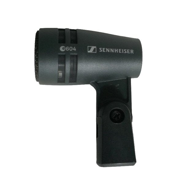 Sennheiser e 604 Dynamic Cardioid Instrument Microphone — Sennheiser black e604 cabled microphone on a white background