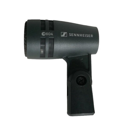 Sennheiser e 604 Dynamic Cardioid Instrument Microphone — Sennheiser black e604 cabled microphone on a white background