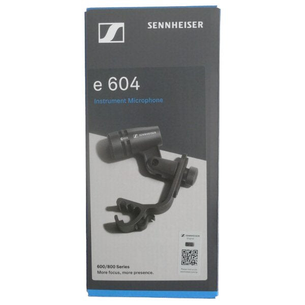 Sennheiser e 604 Dynamic Cardioid Instrument Microphone — Sennheiser e 604 instrument microphone packaging on a white background
