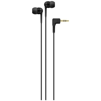 Sennheiser IE4 Black In-Ear Monitors for Wireless IEM Systems SKU 500432 — Sennheiser IE4 black in-ear headphones with a 3.5mm jack on a white background