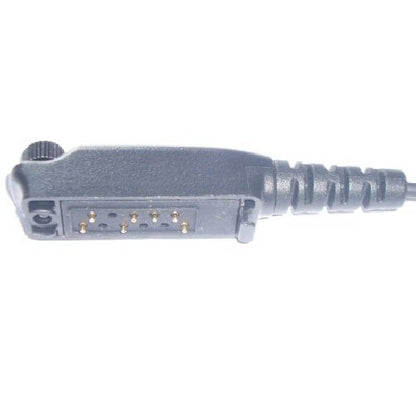 Sepura STP and SC2 Series Radio 2 Wire Kit G Style Earspeaker — black molded Sepura radio connector SP3 with securing screw and right angled cable exit on a white background