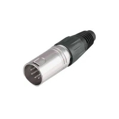 Eartec ProLine Double-Sided Studio Headset XLR5M For Camera Ops and Studio Production — Male xlr five male nickel connector with black cable gland on a white background